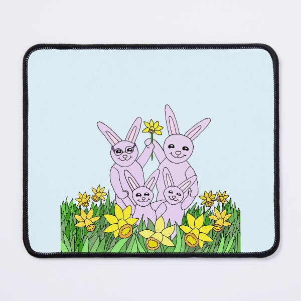 Item preview, 4 Daffodil Bunnies Welcoming the Spring with 10 Daffodils designed and sold by JoyousArt4u.