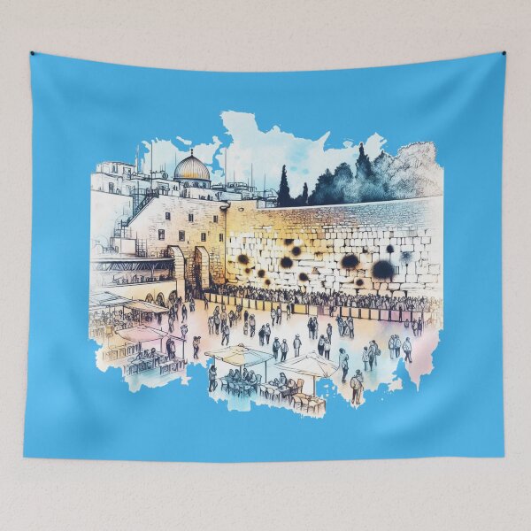 Item preview, Vibrant 3D Sketch of the Western Wall, Israel's Iconic Holy Site, designed and sold by PaintMeWorld.