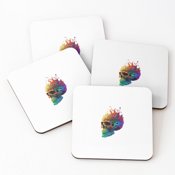 Item preview, Colorful skull on fire designed and sold by Mara's designs.