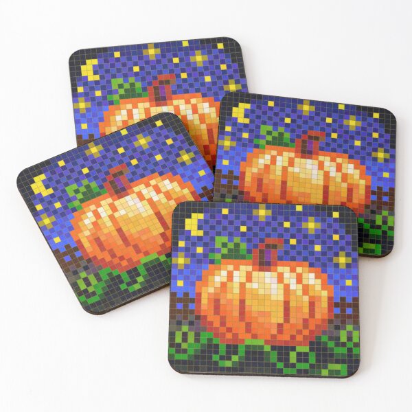Item preview, Starry Night Pumpkin Patch Pixel Art designed and sold by CozyPixelFluff.