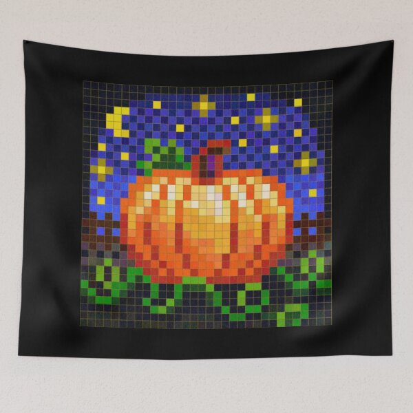 Item preview, Starry Night Pumpkin Patch Pixel Art designed and sold by CozyPixelFluff.