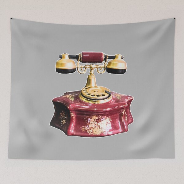 Item preview, Antique red phone, kitsch, cottagecore vintage phone designed and sold by suekieper.