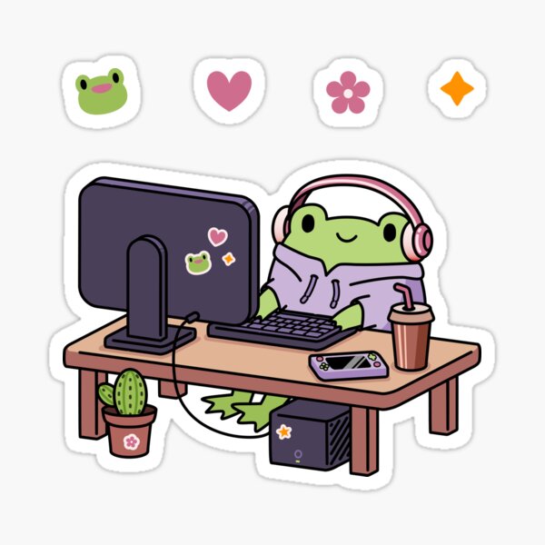 Cozy Gamer Frog Sticker