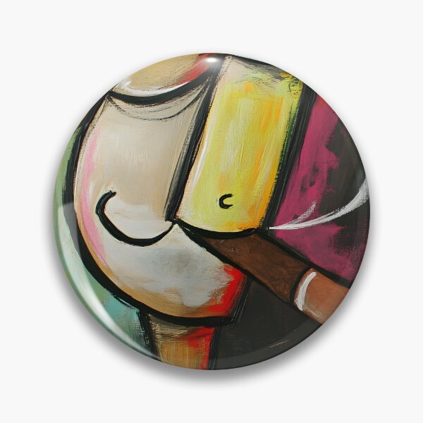 Item preview, Cubist-Style Character with Cheerful Expression Holding a Cigar Comic Abstract Digital Art designed and sold by OlfactoART Studio.