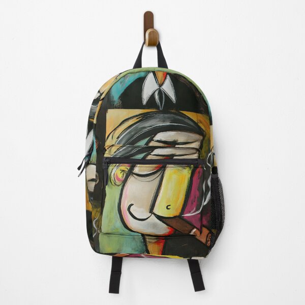 Item preview, Cubist-Style Character with Cheerful Expression Holding a Cigar Comic Abstract Digital Art designed and sold by OlfactoART Studio.