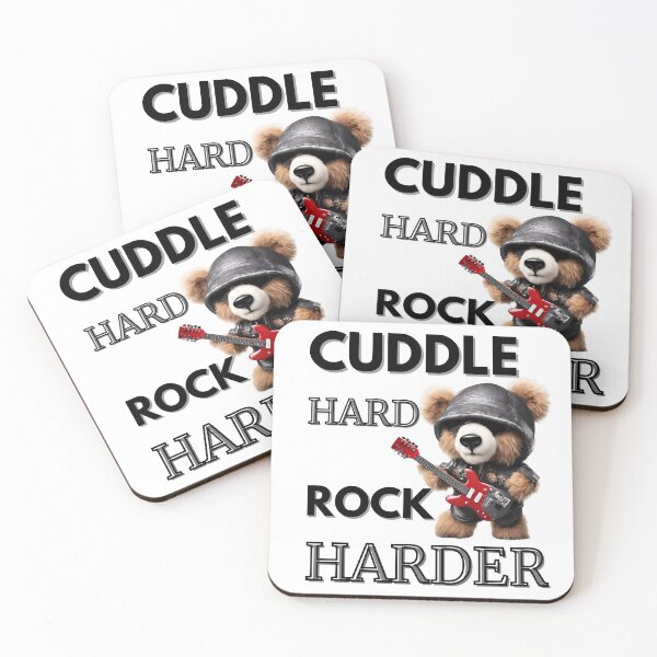 Artikelvorschau, Lustiger Metalhead-Teddybär – „Cuddle Hard, Rock Harder“-Design entworfen und verkauft von Fredster1966.
