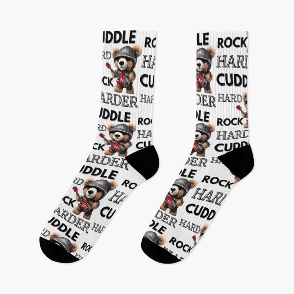 Artikelvorschau, Lustiger Metalhead-Teddybär – „Cuddle Hard, Rock Harder“-Design entworfen und verkauft von Fredster1966.
