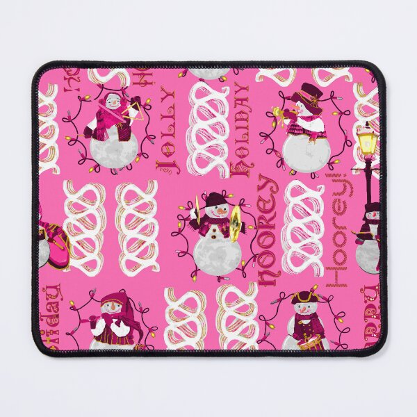 Item preview, Pattern- A snowmen carolling orchestra on hot pink designed and sold by Eejee-SK.