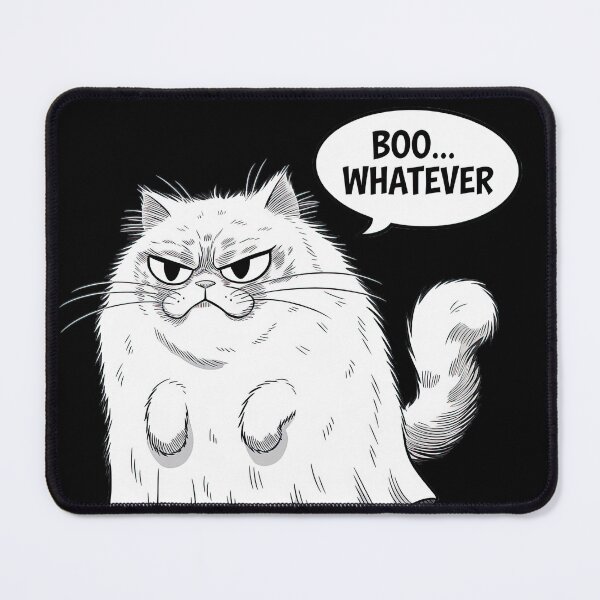 Item preview, Grumpy Ghost Cat Saying Boo...Whatever - Halloween Humor designed and sold by FallenStarArt.