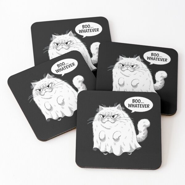 Item preview, Grumpy Ghost Cat Saying Boo...Whatever - Halloween Humor designed and sold by FallenStarArt.