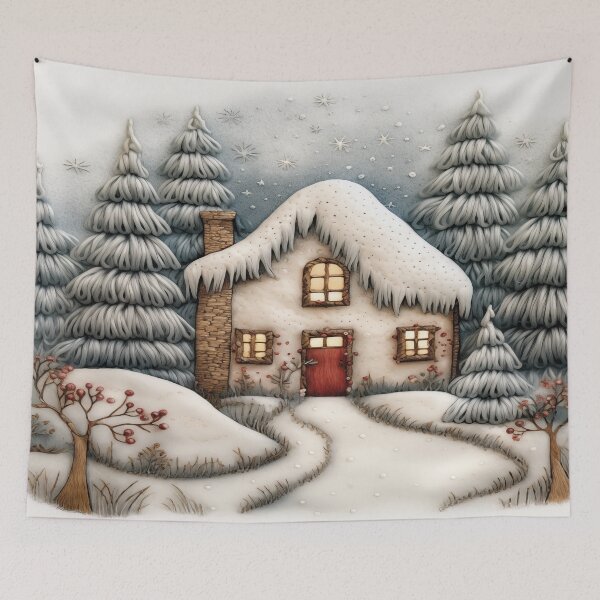 Item preview, Snowy Forest Cabin designed and sold by Rocky Mountain Artistry.