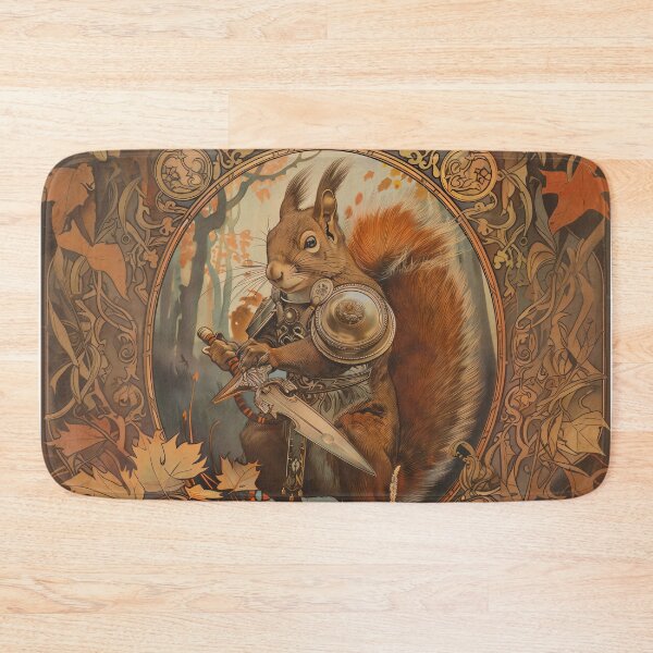Item preview, Squirrel Knight Autumn Art Nouveau designed and sold by entwithanaxe.