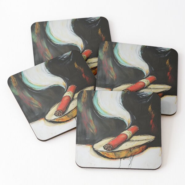Item preview, Enjoy the Moment- Bold Cigar in a Striking Red Ashtray with Rising Smoke Generative AI designed and sold by OlfactoART Studio.