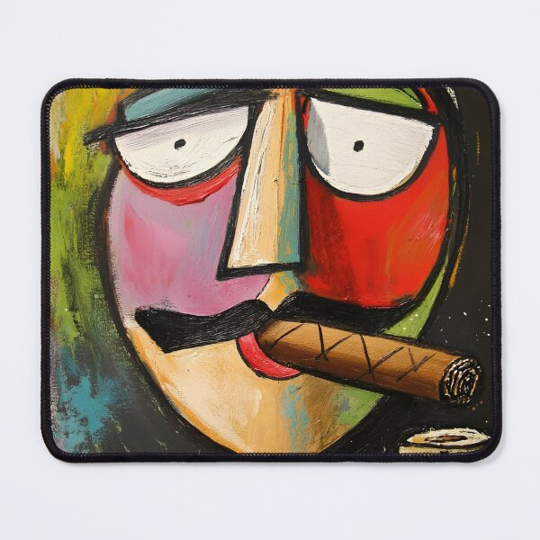 Item preview, Vibrant Abstract Comic Character with Exaggerated Features Smoking a Cigar and Wearing a Hat designed and sold by OlfactoART Studio.