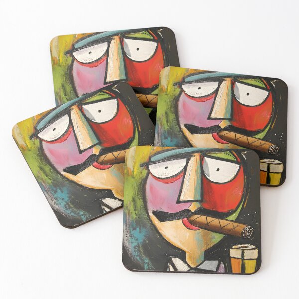 Item preview, Vibrant Abstract Comic Character with Exaggerated Features Smoking a Cigar and Wearing a Hat designed and sold by OlfactoART Studio.