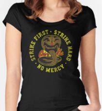 Cobra Kai - Strike First - Strike Hard - No Mercy - HD Distressed Variant 2 Women's Fitted Scoop T-Shirt