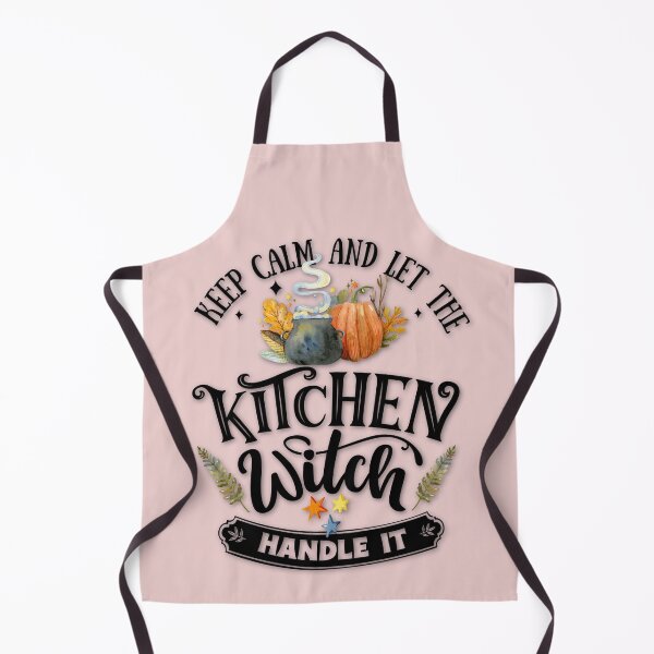 Item preview, Boho Blush Pink, Cottagecore - Keep Calm and Let the Kitchen Witch Handle it, Kitchen Witchery, Cute Witchy Style, Pumpkins and Cauldrons designed and sold by Alaska Magick.