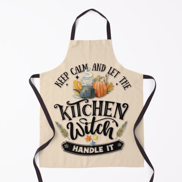 Item preview, Antique White Sand, Cottagecore - Keep Calm and Let the Kitchen Witch Handle it, Kitchen Witchery, Cute Witchy Style, Pumpkins and Cauldrons designed and sold by Alaska Magick.