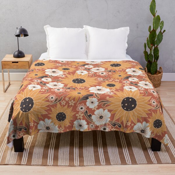Item preview, Terracotta Sunflowers Chintz designed and sold by Home Cyn Home.