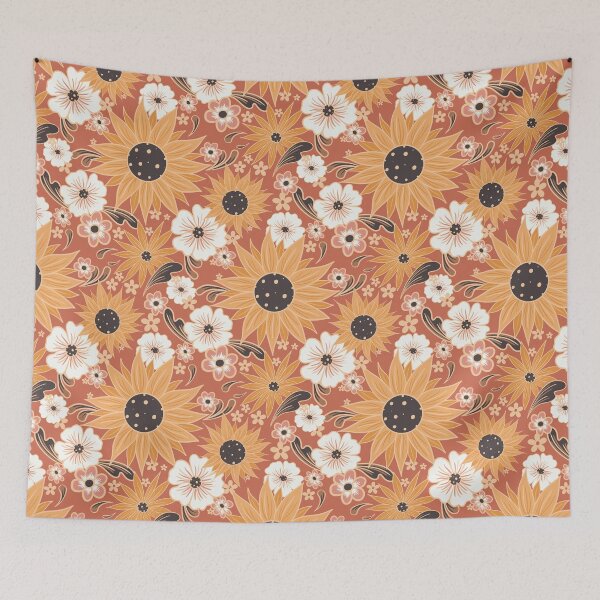 Item preview, Terracotta Sunflowers Chintz designed and sold by Home Cyn Home.