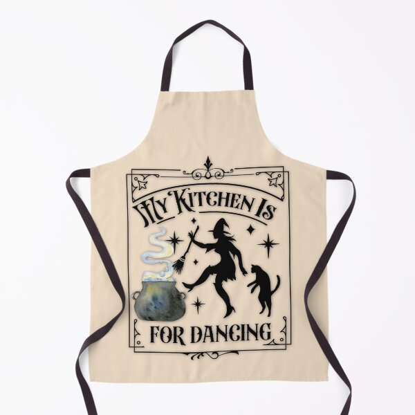 Item preview, Antique White Sand, Cottagecore - My Kitchen is for Dancing, Kitchen Witchery, Kitchen Witch, Familiar Kitty, Cauldron and Spells, Cute Witch designed and sold by Alaska Magick.