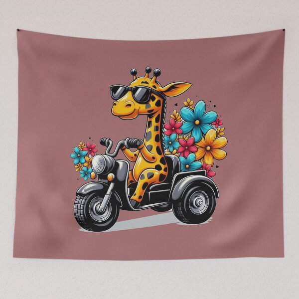 Aperçu de l'œuvre Autocollant Tricycle Girafe Journey créée et vendue par CeammiShop.