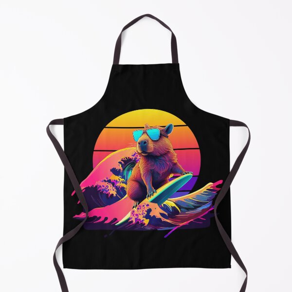 Item preview, Capybara Surfing Synthwave designed and sold by MaiZephyr.