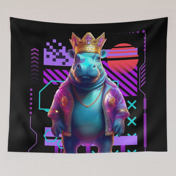 Item preview, Hippo King Synthwave designed and sold by MaiZephyr.
