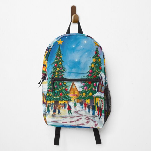 Item preview, Snowy Winter Christmas Village Houses with Chimney, Christmas Tree, Christmas Bazaar designed and sold by MyArt23.