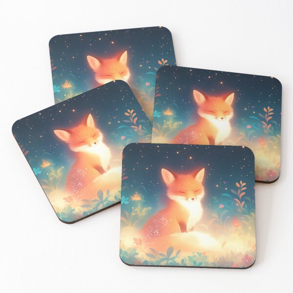 Item preview, Fox in a Field of Night Blossoms designed and sold by AshiraCreations.