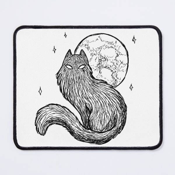 Item preview, Moonlight Cat (B&W) designed and sold by CatfeatherArt.
