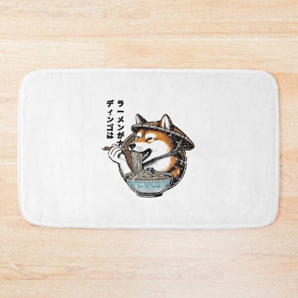 Item preview, Dingo Dog Enjoying Ramen with a Japanese Straw Hat designed and sold by cave-canvas.