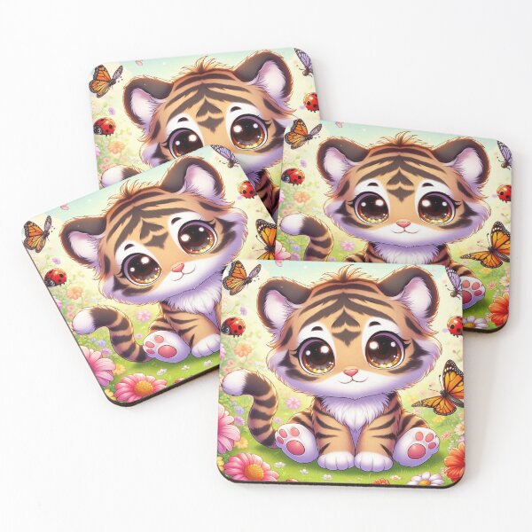 Item preview, Cute Tiger Cub with Butterfly  designed and sold by kharatsuchita.