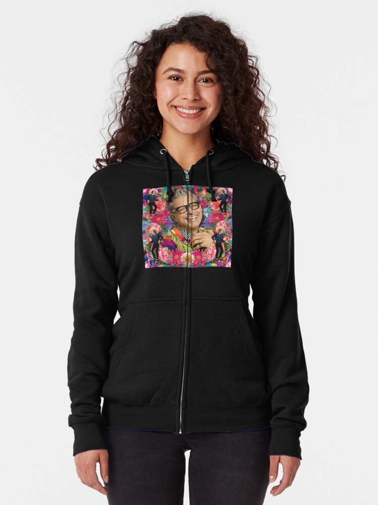 Alternate view of jeff the dinosaur scientist, alien hunter, fly-man and tier of knots Zipped Hoodie