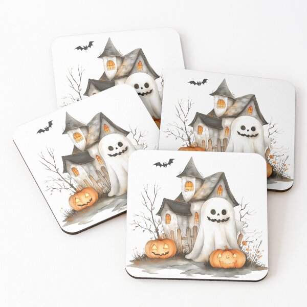 Item preview, Art Castle, ghosts and pumpkins and Bats Halloween Bright Autumn Art Children's Illustration  designed and sold by viktoriaart0303.
