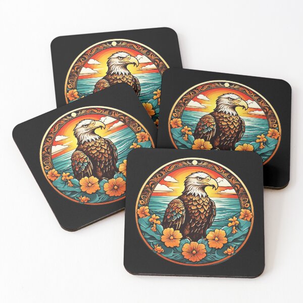 Item preview, Summer Bald Eagle at Sunset with Hawaii Orchids designed and sold by NautiChic.
