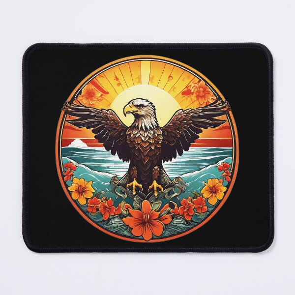 Item preview, Retro Sunset Bald Eagle by the Ocean with Orchids designed and sold by NautiChic.