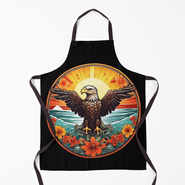 Item preview, Retro Sunset Bald Eagle by the Ocean with Orchids designed and sold by NautiChic.