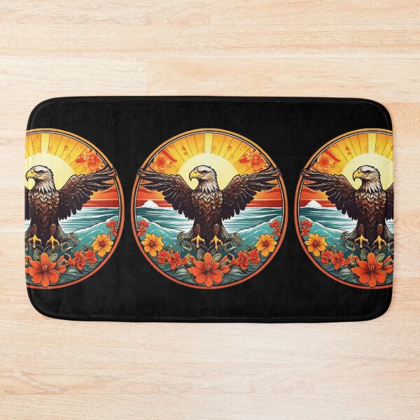 Item preview, Retro Sunset Bald Eagle by the Ocean with Orchids designed and sold by NautiChic.