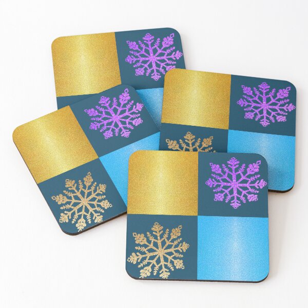 Item preview, Glitter Gingham Hand Drawn Glitter Gold Purple Snowflakes Blue Glitter Gold Glitter designed and sold by Victoria Rose.