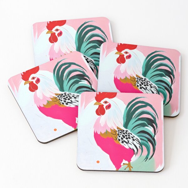Item preview, Rooster, Eclectic Maximalist Bohemian Painting, Farm Animals Chicken Poultry Pets, Charm Attitude Gift Colorful Pastel, Contemporary Modern Boho Illustration designed and sold by 83oranges.com.