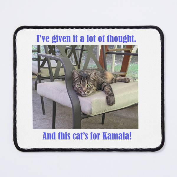 Item preview, Light-hearted Kamala Harris campaign-themed image featuring a tabby cat designed and sold by MJH-Photo.