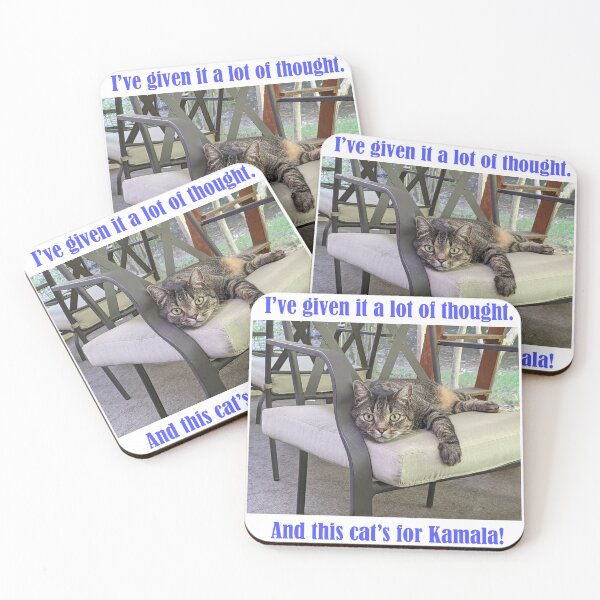 Item preview, Light-hearted Kamala Harris campaign-themed image featuring a tabby cat  designed and sold by MJH-Photo.
