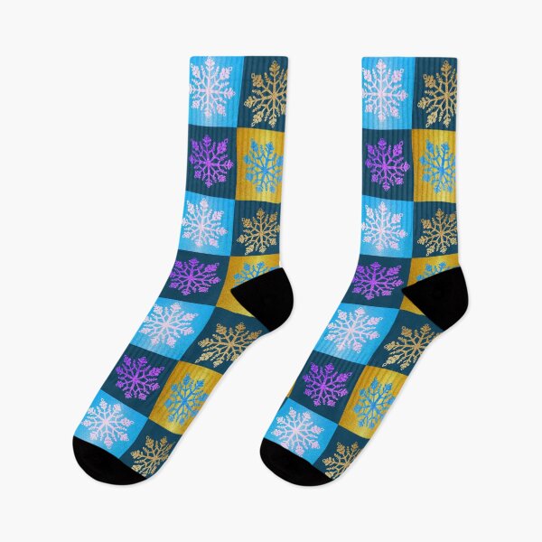 Artikelvorschau, Glitter Gingham Handgezeichneter Glitter Gold Lila Schneeflocken Blauer Glitter Gold Glitter entworfen und verkauft von Victoria Rose.