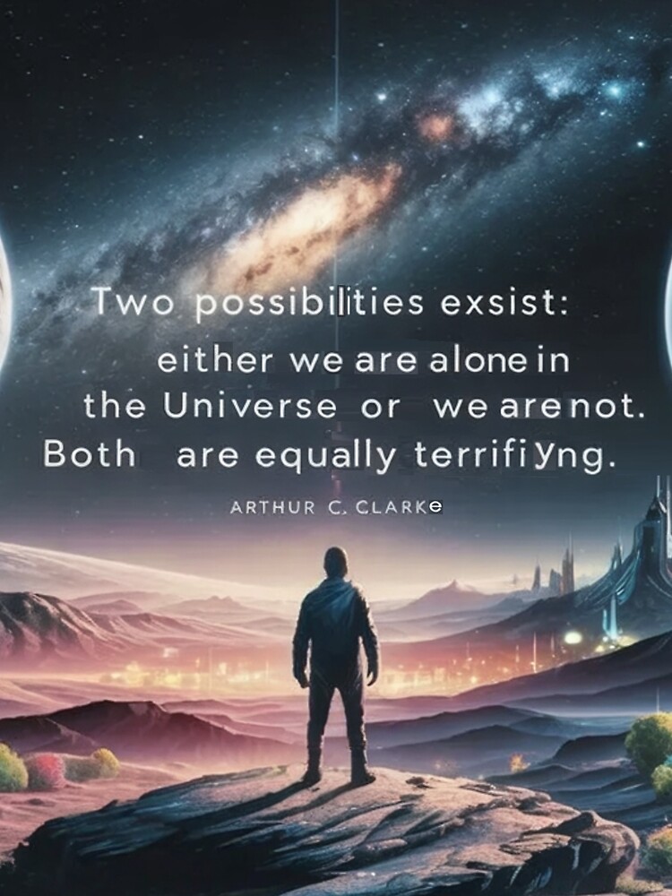 Thumbnail 5 of 5, Graphic T-Shirt, “Two possibilities exist: either we are alone in the Universe or we are not. Both are equally terrifying.” - Arthur C. Clarke designed and sold by eXtraHumans.