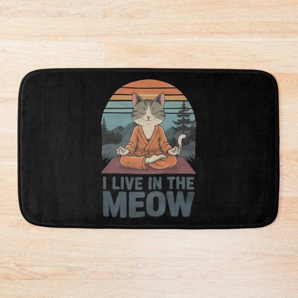 Item preview, Zen Cat Meditation: I Live in the Meow Retro Design, meditation cat, yoga. designed and sold by Cherry-Cat.