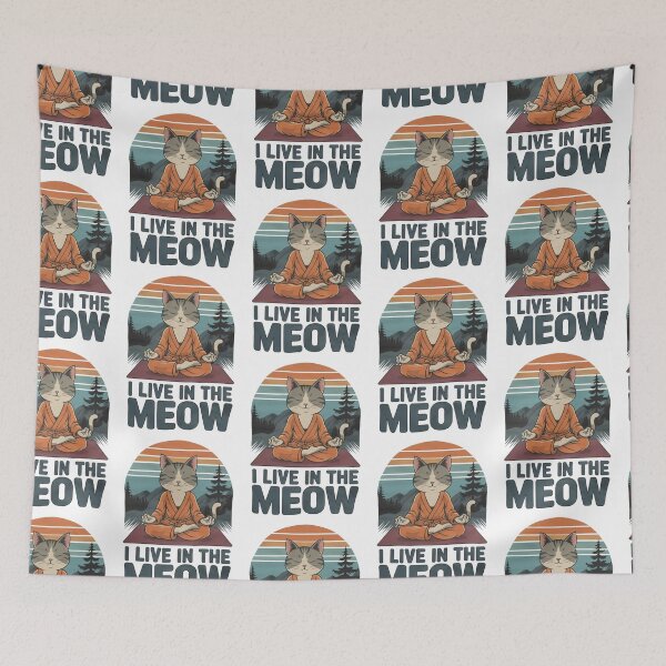 Item preview, Zen Cat Meditation: I Live in the Meow Retro Design, meditation cat, yoga. designed and sold by Cherry-Cat.