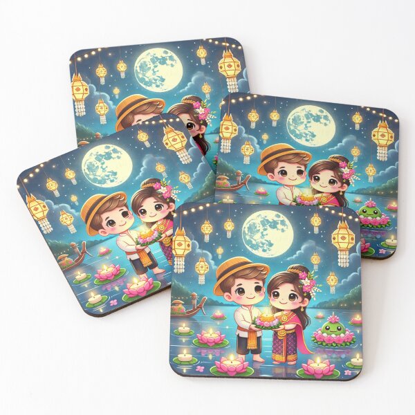 Item preview, Moonlit Loy Krathong Couple designed and sold by LittleBunnys.
