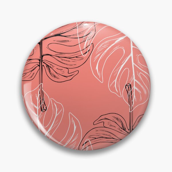 Item preview, Monstera Black and White on Coral Pink Leaf Outline Pattern designed and sold by PurrGreen.