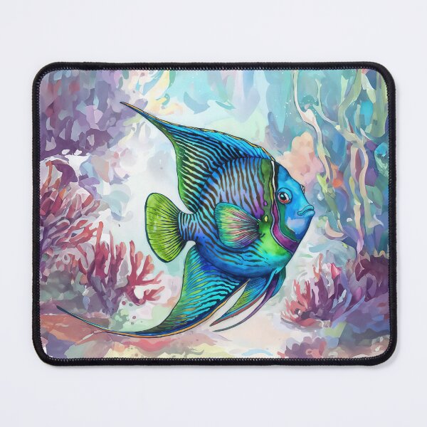 Item preview, MAJESTIC ANGELFISH SAILING OVER CORAL REEF WATERCOLOR 1x1 designed and sold by INNERHARMONY2.